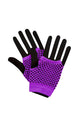 Short Purple 80's Fingerless Fishnet Costume Gloves 