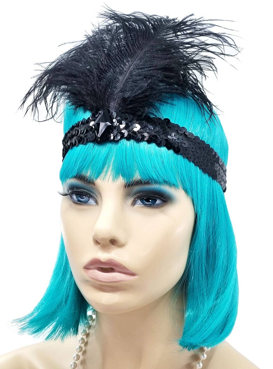 3 Piece Flapper Accessory Set with Headband Necklace and Cigarette Holder - Alternate Image
