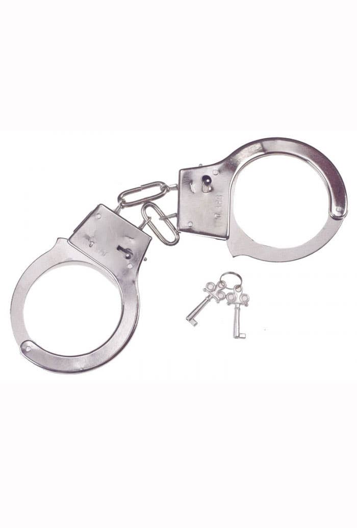 Silver Novelty Police Officer Handcuffs Costume Accessory