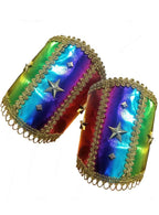 Rainbow Metallic Wrist Cuffs with Gold Braid and Stars