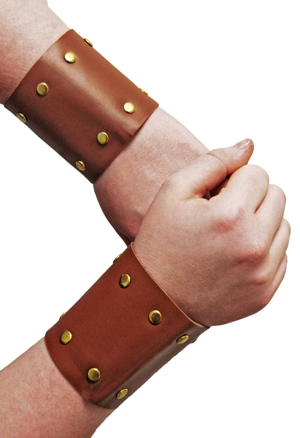 Brown Faux Leather Roman Wrist Guards Costume Accessory