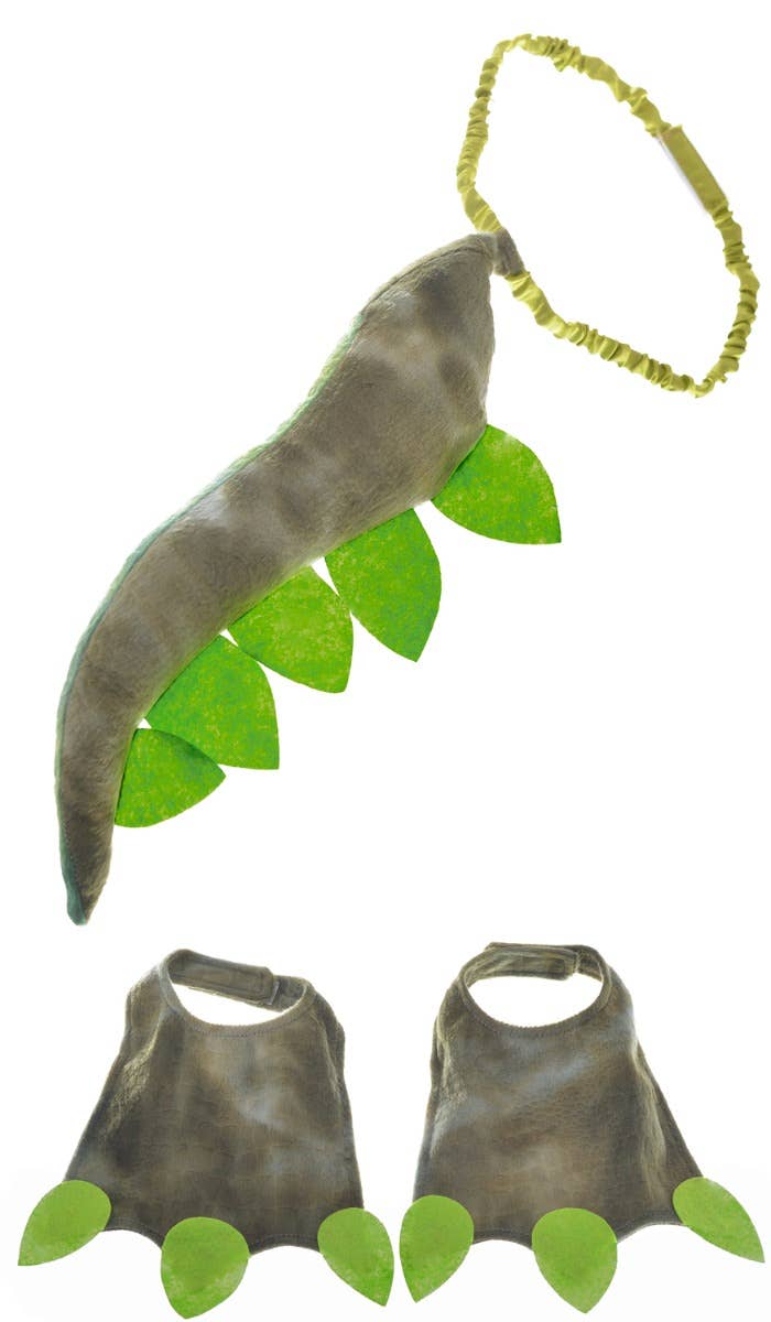 Kid's Green Dinosaur Plush Tail and Feet Costume Accessory Set 