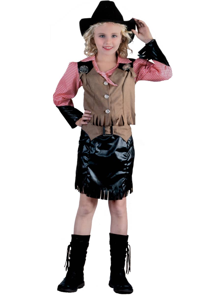 Brown and Black Cowgirl Girl's Costume