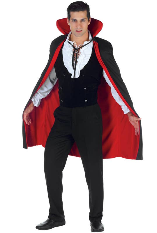 Halloween Vampire Costume Cape | Reversible Black and Red Satin Cape
