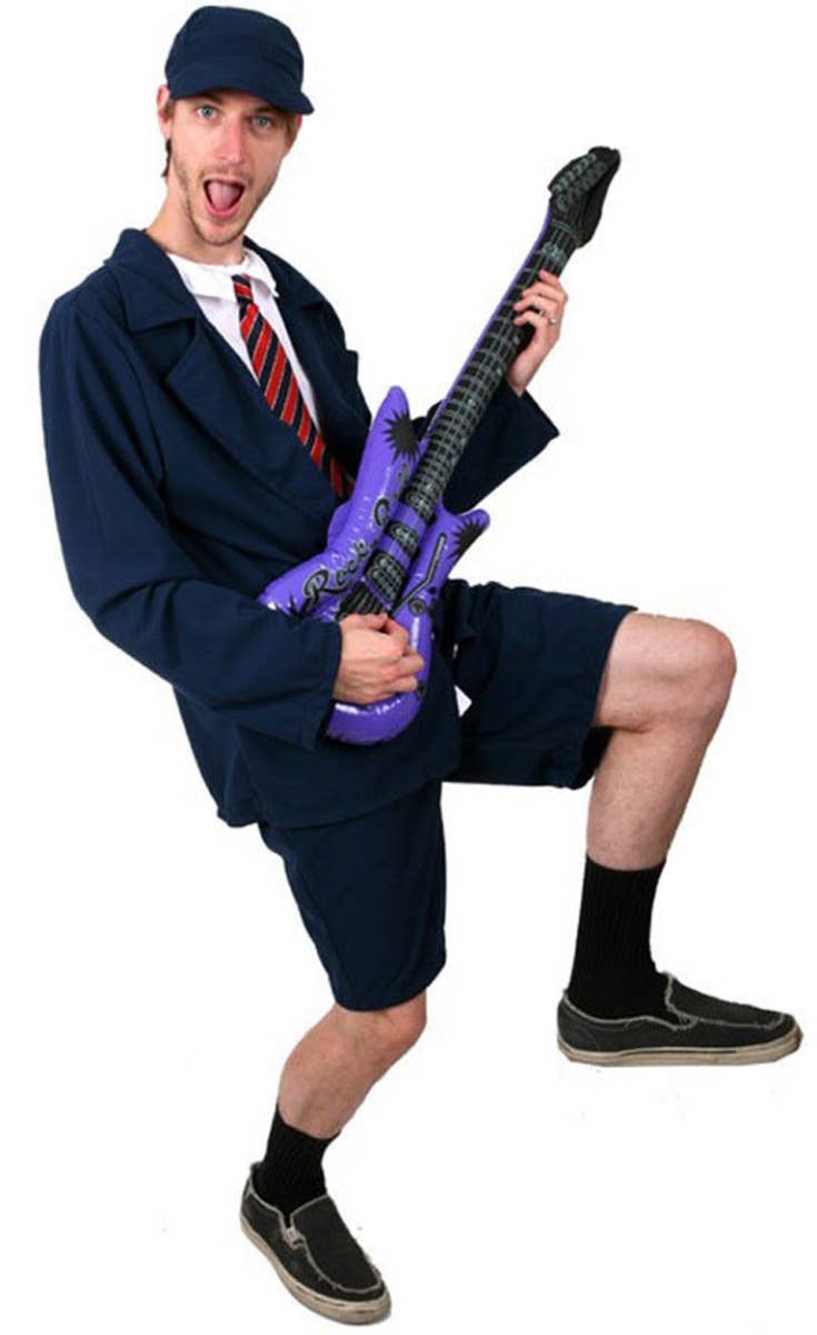Blue AC/DC School Boy Costume | Mens Angus Young Rocker Dress Up