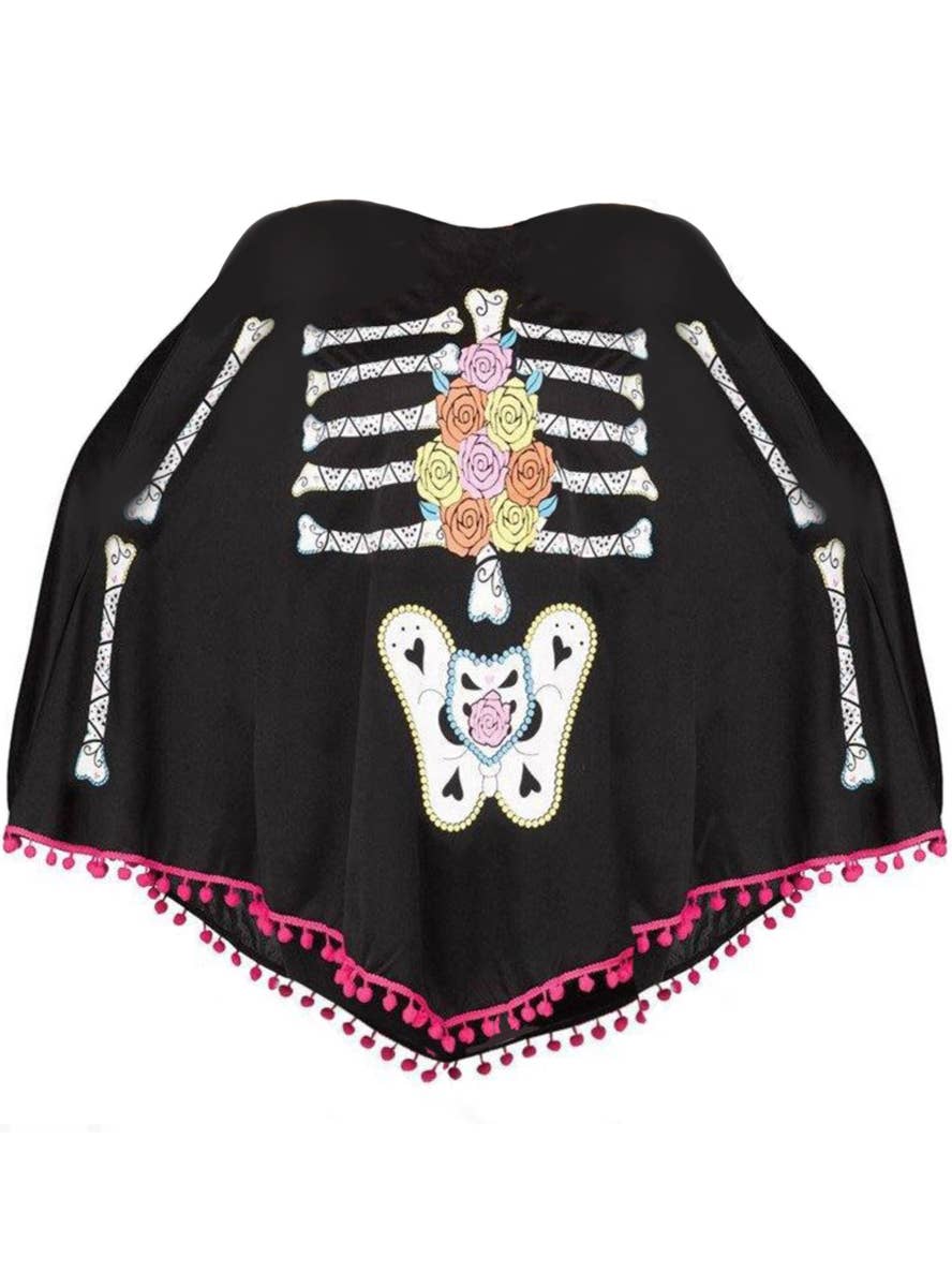 Women's Day of the Dead Skeleton Print Costume Poncho