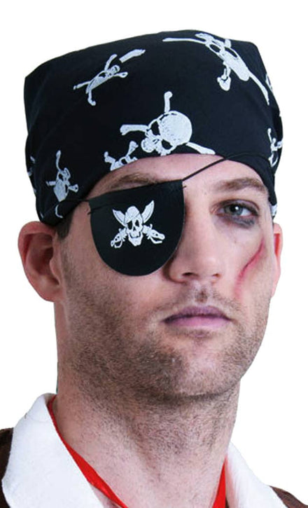 Skull and Crossbones Black Vinyl Pirate Bucanneer Eye Patch Costume Accessory
