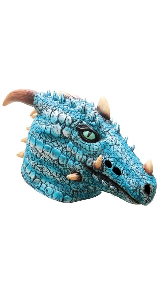Image of Mythical Blue Ice Dragon Adults Latex Costume Mask - Main Photo