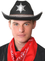 Adult's Black and Silver Cowboy Sheriff Costume Accessory Hat