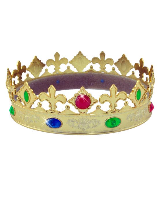 Jewelled Gold Plastic King Costume Crown