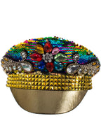 Rainbow Pride Festival Hat with Gold Studs and Jewels