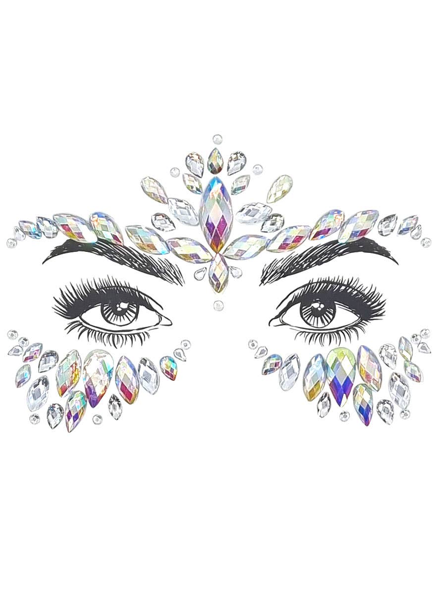Sparkly Silver Mystique Stick On Face Gems - Main Image