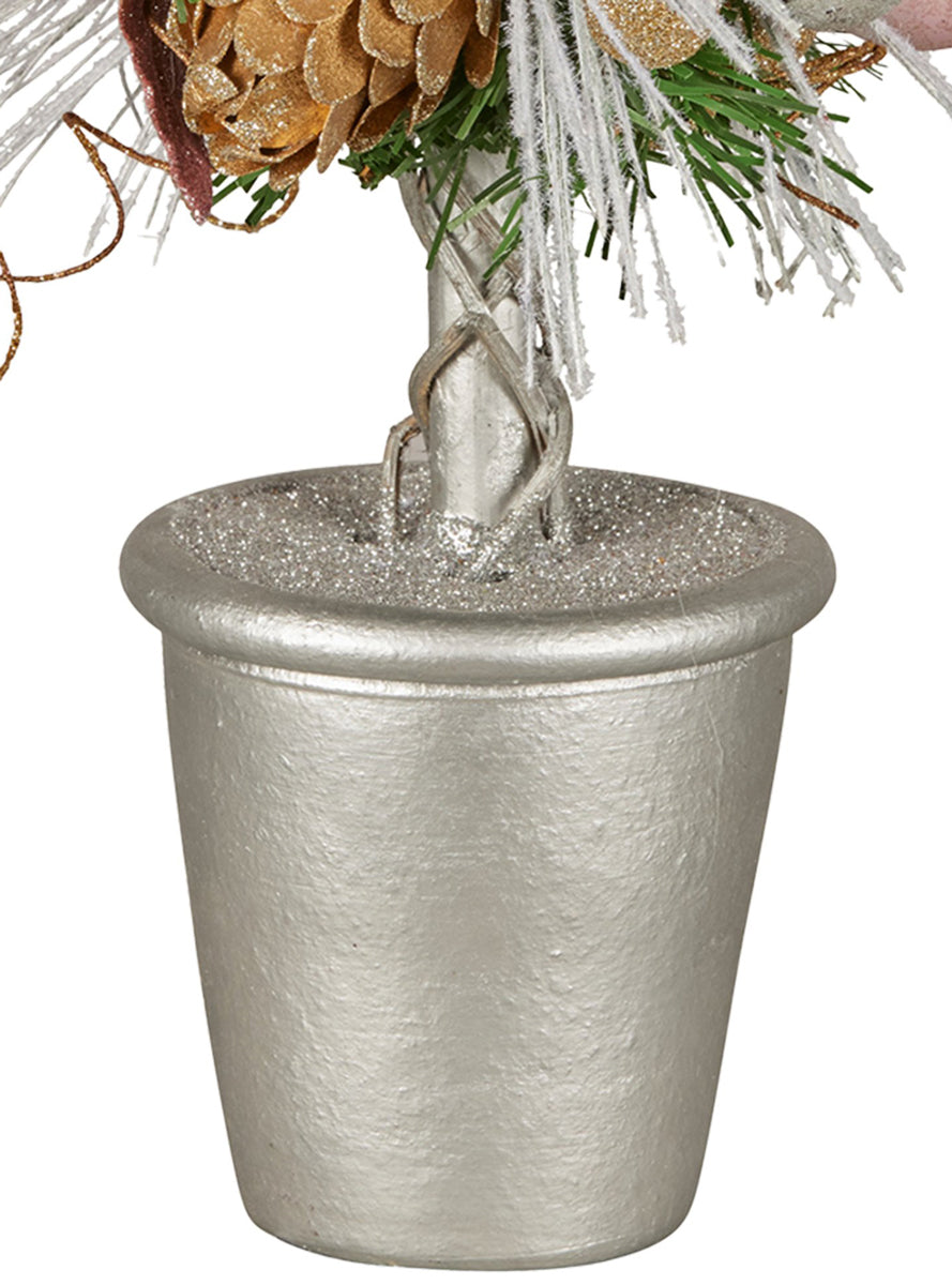 Tabletop 36cm Potted Topiary Tree with Pink Decorations - Close Image 2