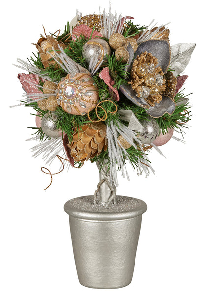 Tabletop 36cm Potted Topiary Tree with Pink Decorations - Main Image