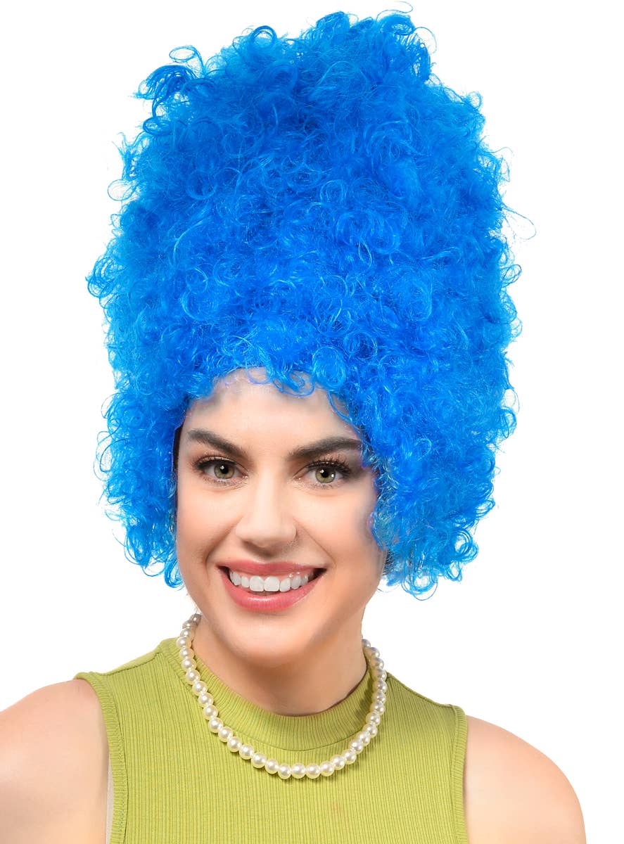 Image of Marge Simpson Women's Tall Blue Beehive Costume Wig