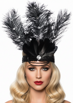 Black Tall Feather 1920s cosutme headband - main image