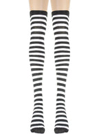 Image of Striped Black and White Thigh High Teen Girls Stockings