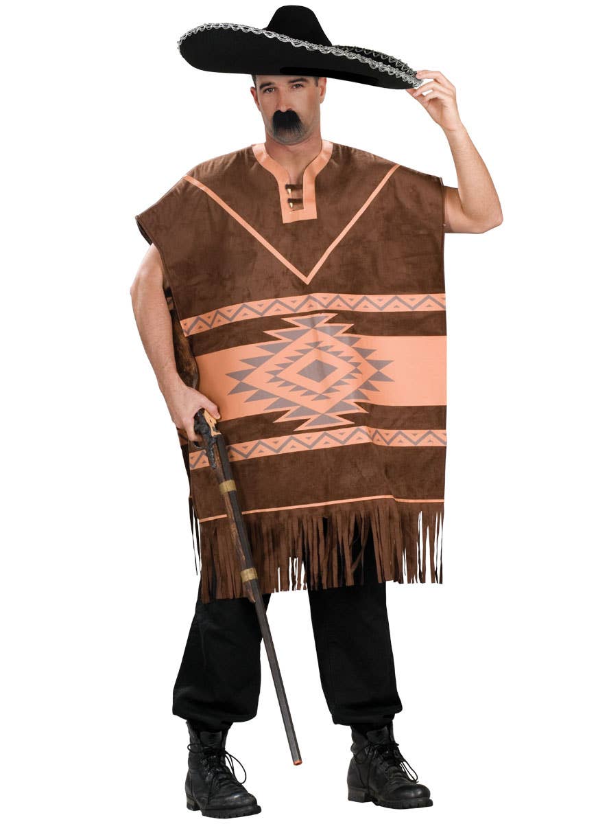 Mens Brown Mexican Poncho Costume
