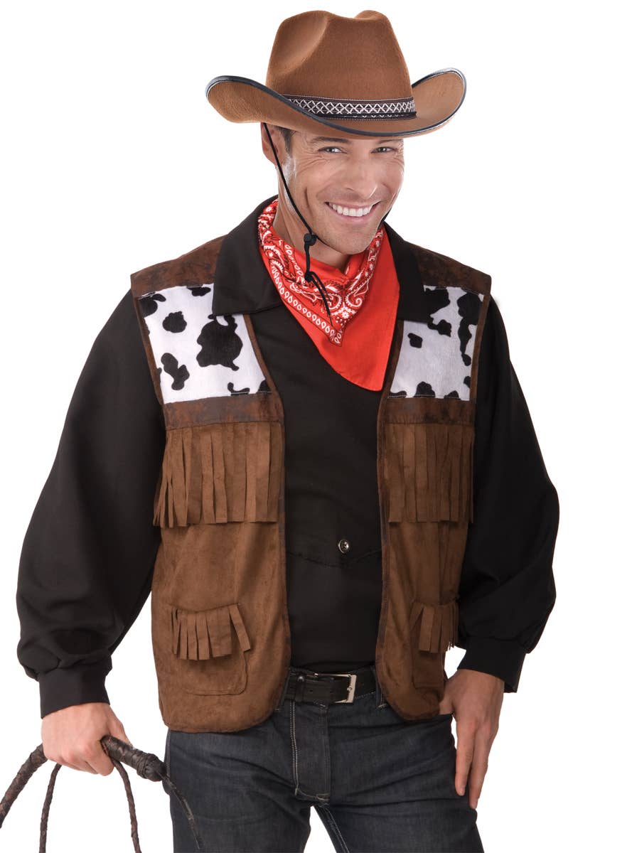Plus Size Men's Wild West Cowboy Costume Vest - Main Image