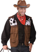 Mens Brown Cowboy Costume Vest with Cow Print