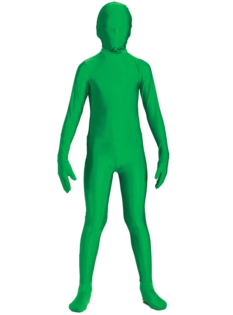 Teen Boys Green Second Skin Suit Costume - Main Image