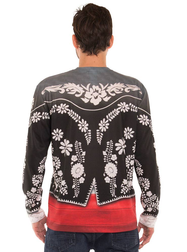Men's Faux Real Mariachi Printed Costume Shirt Back Image