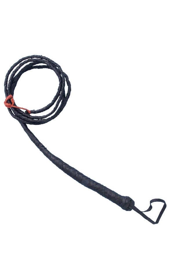 Black Leather Look 6 Foot Long Whip Costume Accessory