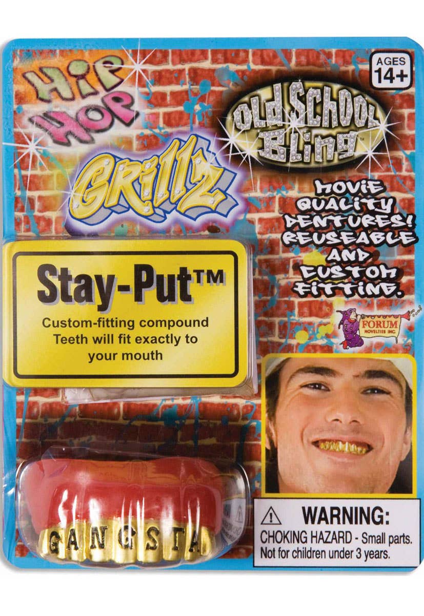 Gold Gangster Grill Pimp Costume Teeth Hip Hop Gold Grillz Teeth