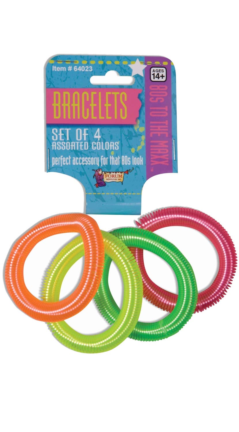 1980's Neon Coil Bracelets women's novelty Costume Accessory