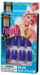 Neon Violet Blue Women's 1980's Fashion Stick On Finger Nails Costume Accessory Main Image