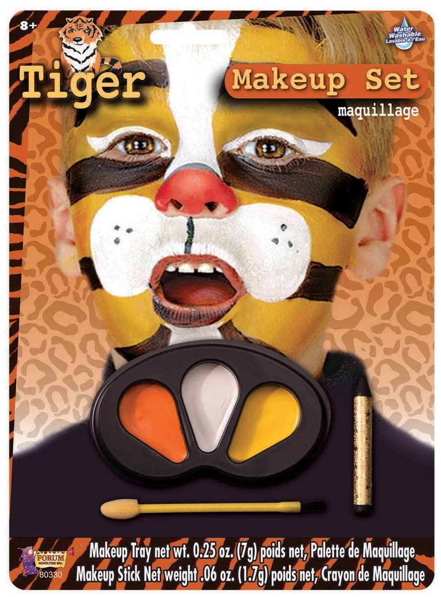 Yellow, White and Orange Tiger Face Paint Costume Makeup Set