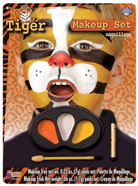 Yellow, White and Orange Tiger Face Paint Costume Makeup Set