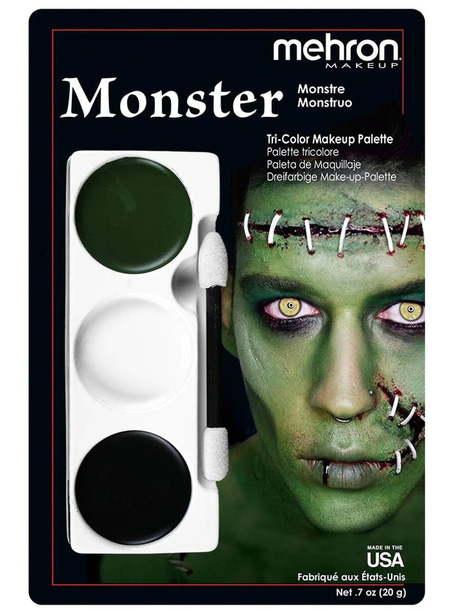 3 Colour Frankenstein Halloween Face Paint Makeup Palette