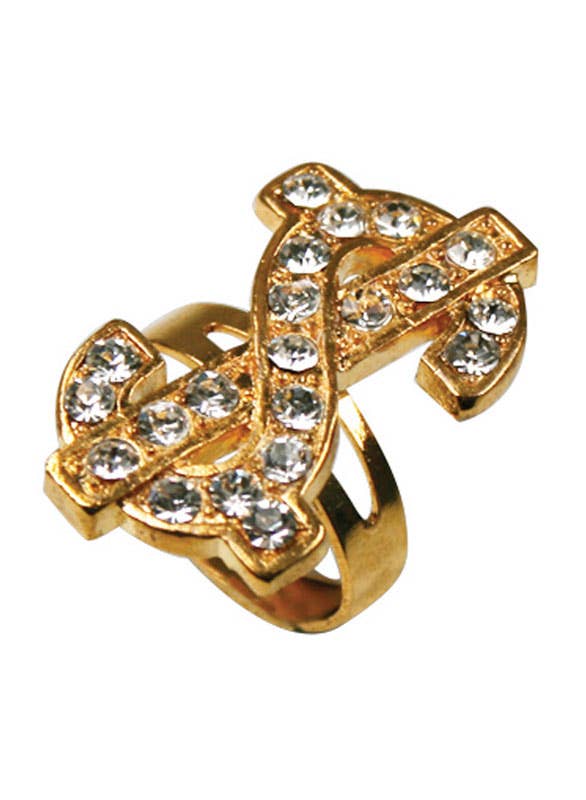 Mac Daddy Dollar Sign Ring | Novelty Gold Pimp Costume Ring
