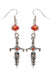 Silver and Red Halloween Dagger Costume Earrings