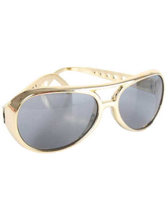 Gold Frame Elvis Presley Costume Sunglasses with Black Tint Lenses