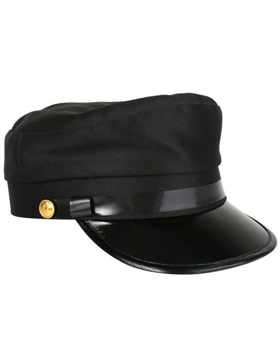 Adults Black Fabric Chauffeur Costume Hat with Vinyl Brim - Main View