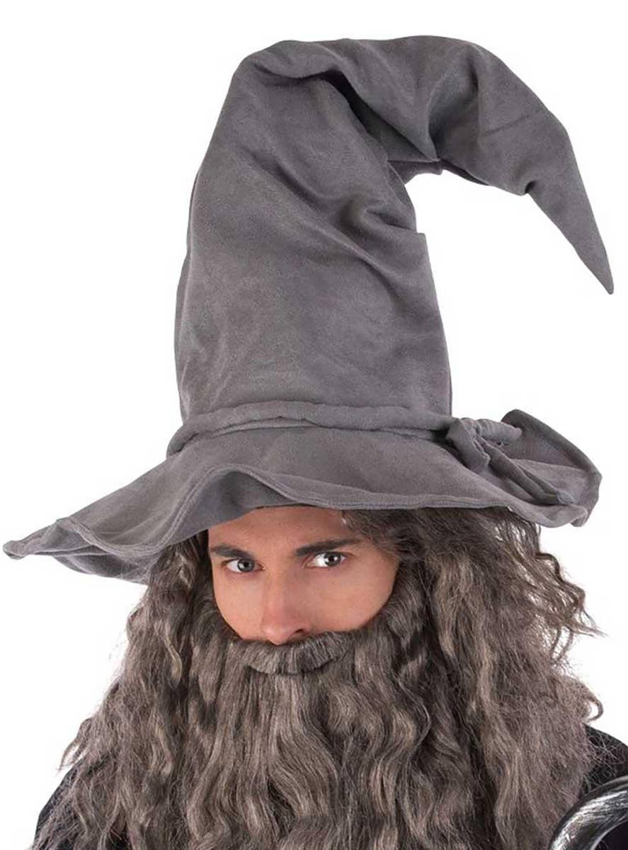 Grey Suede Wizard Hat Costume Accessory