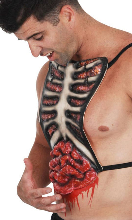 Latex Bloody Zombie Ribs Chest Piece Costume Accessory