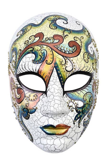 Florence Full Face Antique Crackle Colourful Masquerade Mask