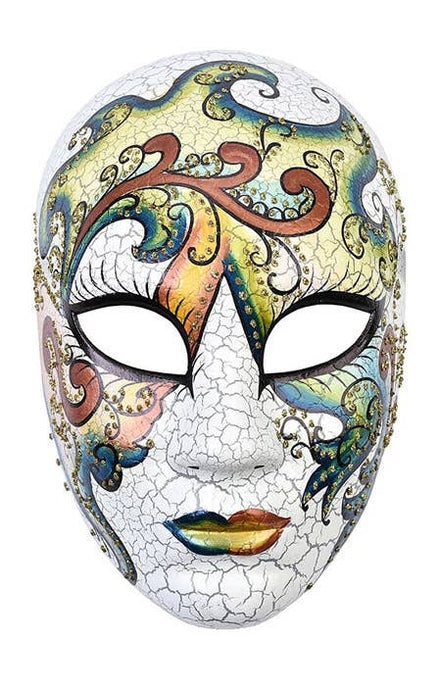 Florence Full Face Antique Crackle Colourful Masquerade Mask