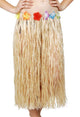 Straw Colour Grass Hawaiian Skirt with Rainbow Flower Waistband Costume Accessory