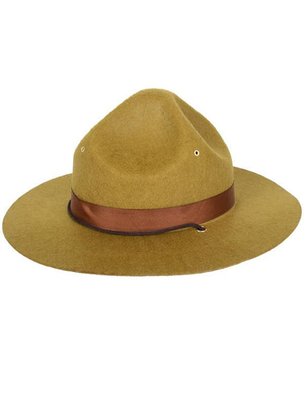 Green Felt Scout Ranger Costume Hat with Brown Hat Band