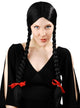 Black Plaited Wednesday Addams Costume Wig With Red Ribbons
