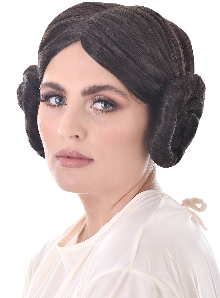 Brown Space Buns Women's Princess Leia Inspired Costume Wig