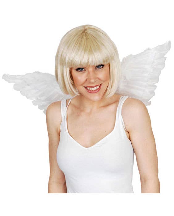 Mini White Feather Angel Costume Wings - Main Image