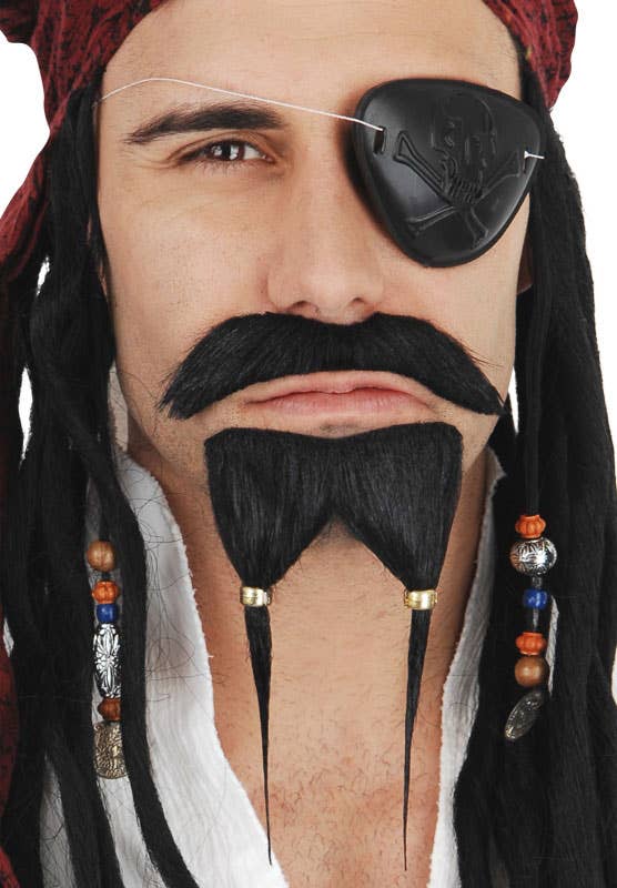 Pirate Black Beard Moustache Set Caribbean Musketeer main image 1