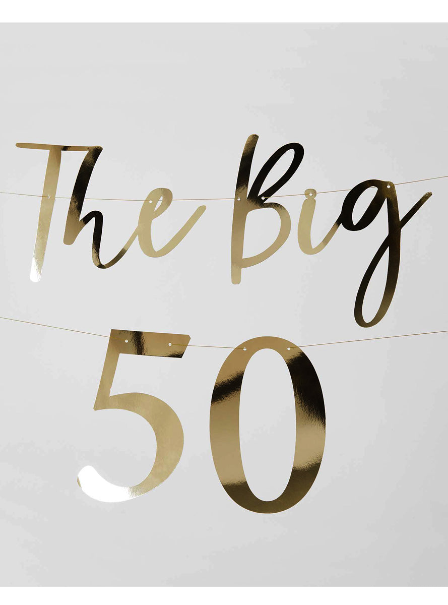The Big Birthday 220cm Long Gold Customisable Banner - Alternative Image