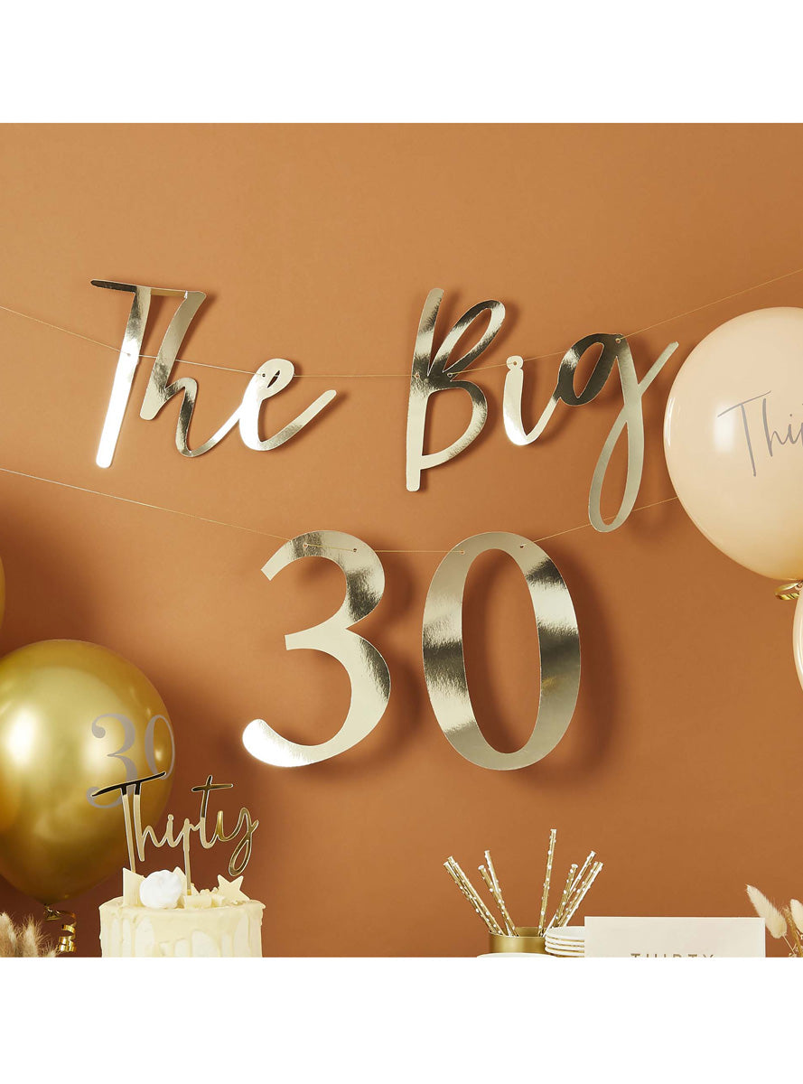 The Big Birthday 220cm Long Gold Customisable Banner - Lifestyle Image