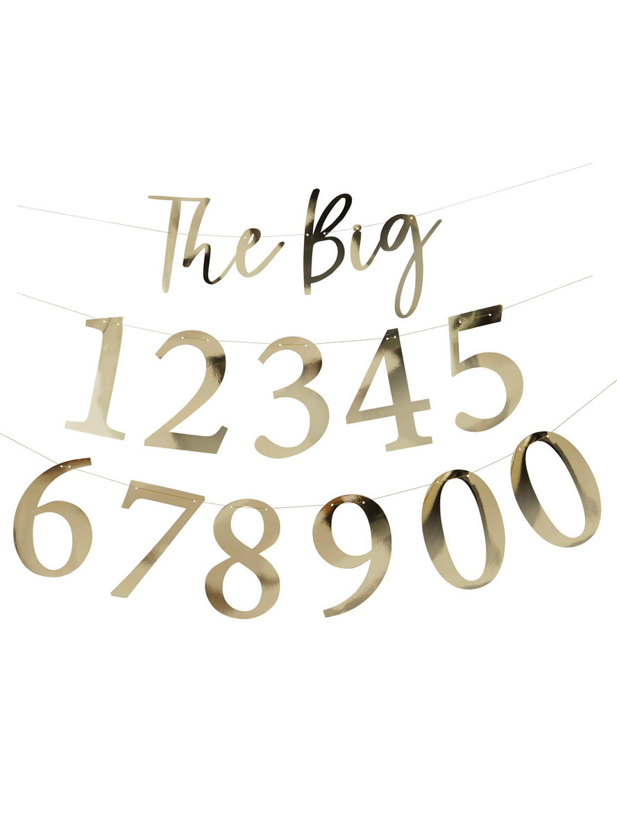 The Big Birthday 220cm Long Gold Customisable Banner - Main Image